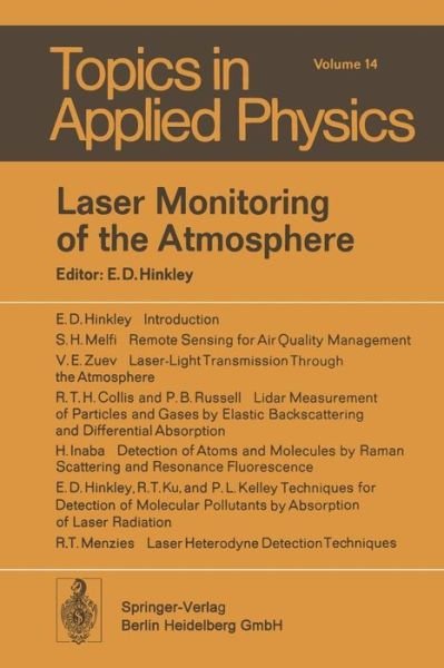Cover for E D Hinkley · Laser Monitoring of the Atmosphere - Topics in Applied Physics (Paperback Bog) [Softcover reprint of the original 1st ed. 1976 edition] (2014)