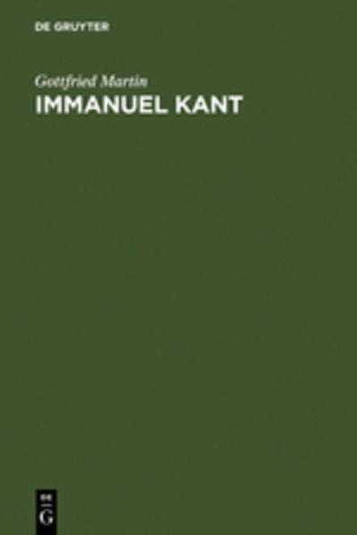 Cover for Martin · Immanuel Kant (Book) [0004-4. Bearb. U. er edition] (1969)