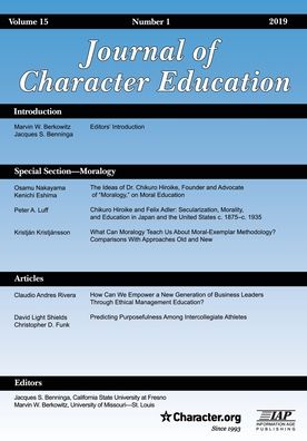 Cover for Jacques S Benninga · Journal of Character Education Volume 15 Number 1 2019 (Paperback Book) (2019)