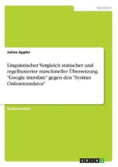 Cover for Appler · Linguistischer Vergleich statisc (Book)