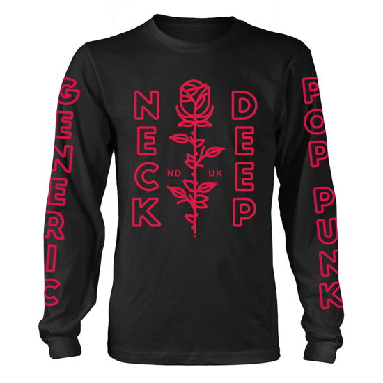 Neck Deep T Shirt Flowers Band Logo Nue Offiziell Herren Schwarz Long Sleeve - Neck Deep - Musik - Neck Deep - 0803343162554 - 7. august 2017