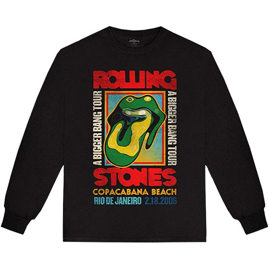 The Rolling Stones Unisex Long Sleeve T-Shirt: Copacabana Beach - The Rolling Stones - Marchandise -  - 5056561008554 - 