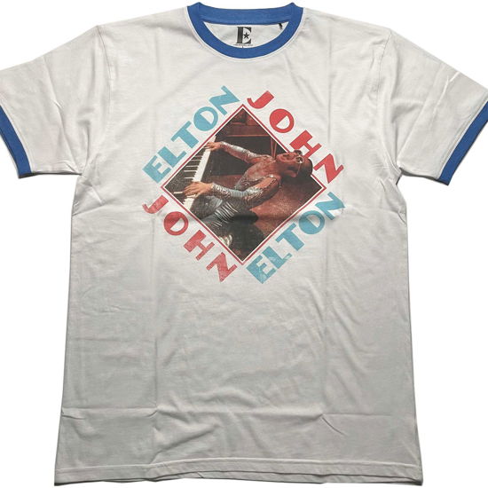 Cover for Elton John · Elton John Unisex Ringer T-Shirt: Piano Diamond (CLOTHES) [size L]