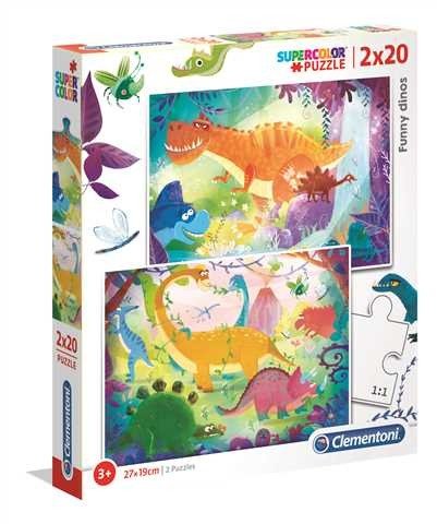 Puslespil Sjove Dinosaurer, 2X20 brikker - Clementoni - Board game - Clementoni - 8005125247554 - September 7, 2023