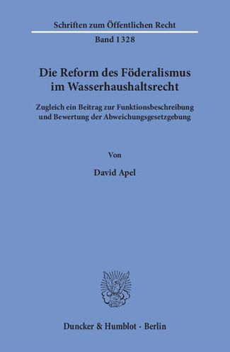 Cover for Apel · Die Reform des Föderalismus im Was (Book) (2016)