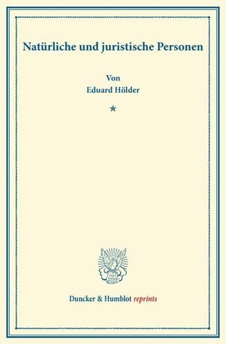 Cover for Hölder · Natürliche und juristische Perso (Book) (2013)