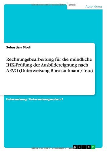 Cover for Bloch · Rechnungsbearbeitung für die münd (Book) [German edition] (2013)