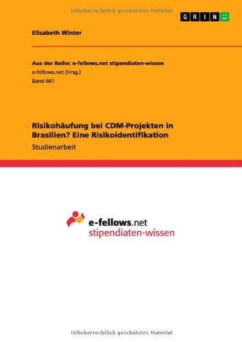 Risikohaufung bei CDM-Projekten in Brasilien? Eine Risikoidentifikation - Elisabeth Winter - Kirjat - Grin Verlag - 9783656385554 - tiistai 6. elokuuta 2013