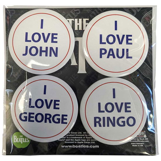 The Beatles Button Badge Pack: I Love 4 Pack Large - The Beatles - Produtos -  - 5056737222555 - 