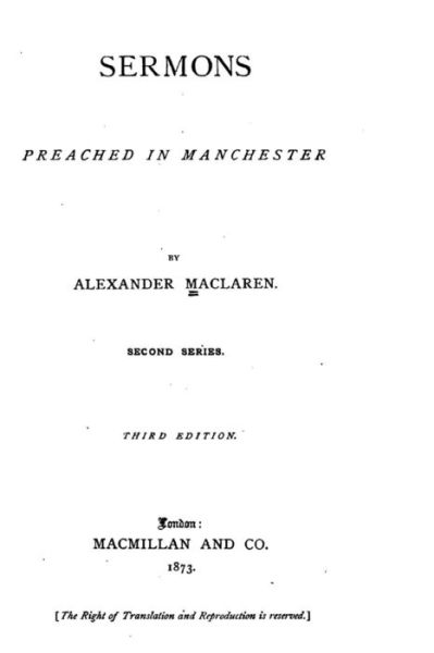 Cover for Alexander Maclaren · Sermons Preached in Manchester (Paperback Book) (2016)