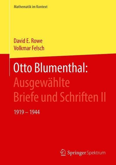 Cover for Rowe · Otto Blumenthal: Ausgewählte Brief (Book) (2019)