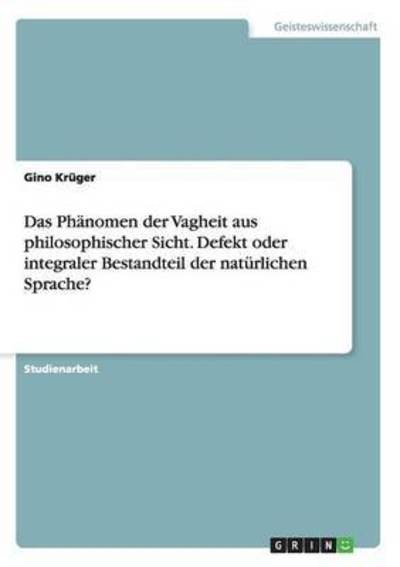 Cover for Krüger · Das Phänomen der Vagheit aus phi (Book) (2016)