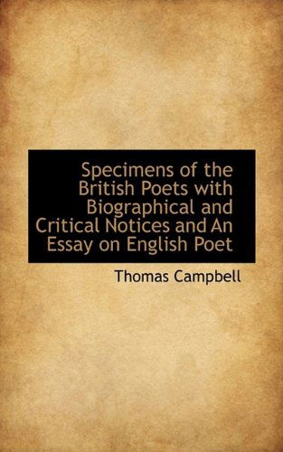 Cover for Thomas Campbell · Specimens of the British Poets with Biographical and Critical Notices and an Essay on English Poet (Paperback Book) (2009)