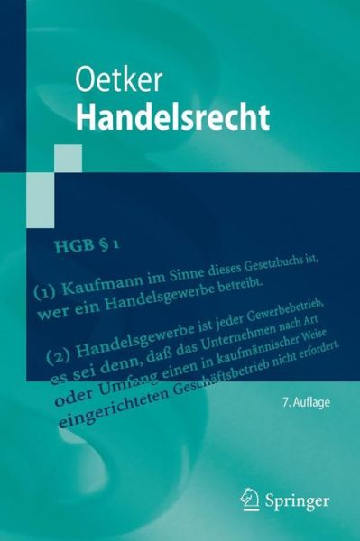 Cover for Hartmut Oetker · Handelsrecht - Springer-Lehrbuch (Taschenbuch) [7th 7. Aufl. 2015 edition] (2015)