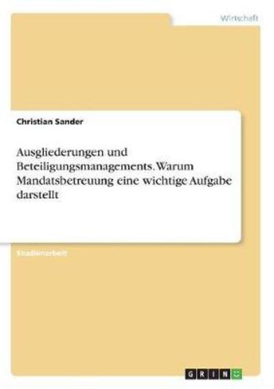 Cover for Sander · Ausgliederungen und Beteiligungs (Book)