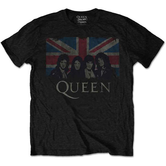 Queen Unisex T-Shirt: Vintage Union Jack - Queen - Produtos - Bravado - 5056170621557 - 