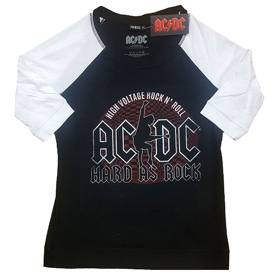 AC/DC Ladies Raglan T-Shirt: Hard As Rock - AC/DC - Produtos -  - 5056368651557 - 