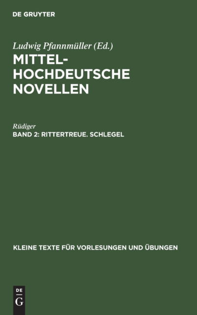 Cover for Rdiger · Rittertreue. Schlegel (N/A) (1933)