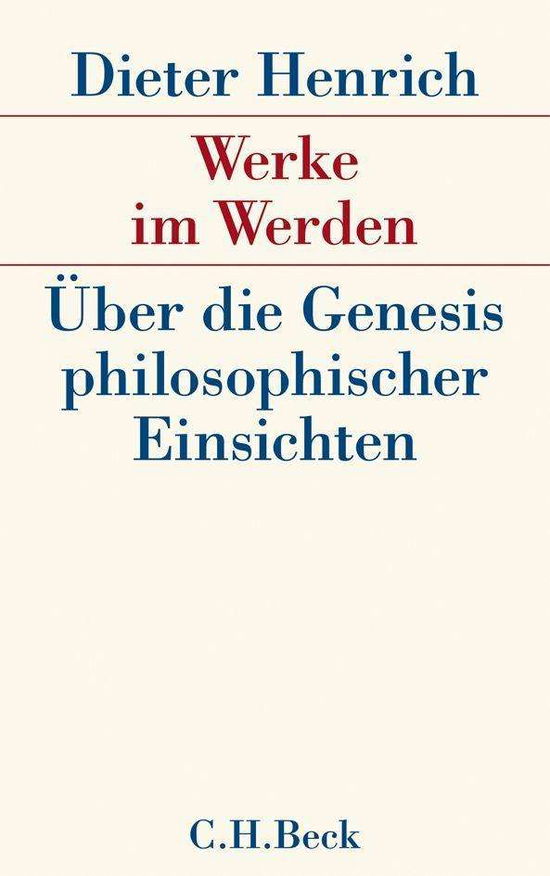 Cover for Dieter Henrich · Werke Im Werden (Book)