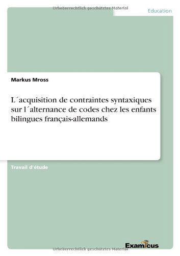 Cover for Mross · L acquisition de contraintes synt (Paperback Book) [French edition] (2012)