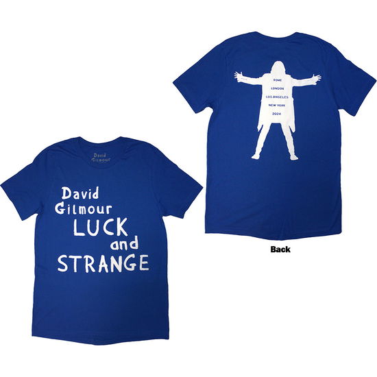 Cover for David Gilmour · David Gilmour Unisex T-Shirt: Luck &amp; Strange Logo (Blue) (Back Print &amp; Ex-Tour) (T-shirt) [size S] (2025)