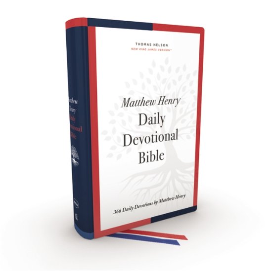 Cover for Thomas Nelson · NKJV, Matthew Henry Daily Devotional Bible, Hardcover, Red Letter, Comfort Print: 366 Daily Devotions by Matthew Henry (Hardcover Book) (2022)