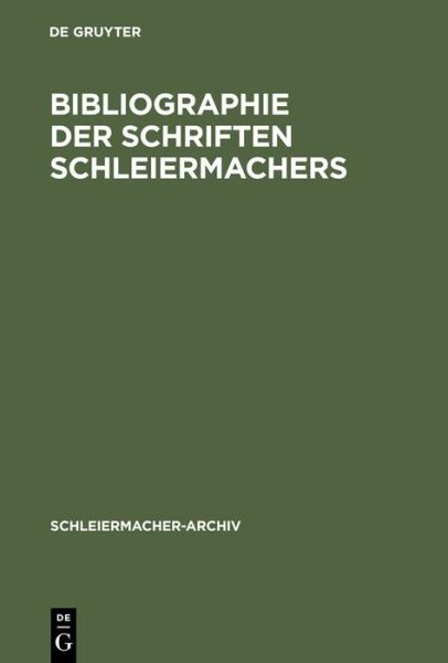 Cover for Wichmann Von Meding · Bibliographie d.Schriften Schleiermach. (Buch) (1992)