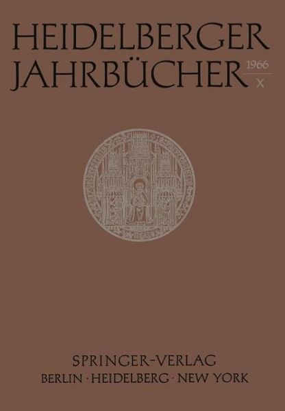 Cover for Universitats-Gesellschaft · Heidelberger Jahrbucher X - Heidelberger Jahrbucher (Paperback Book) [German edition] (1966)