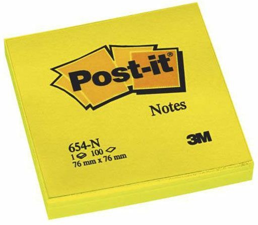 3m Post-it - 100 Foglietti Post-it Colore Giallo Neon 76x76mm (6 Pz) - 3m Post - Merchandise - 3M - 3134375221559 - 
