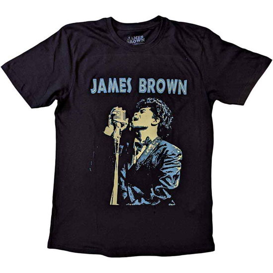 Cover for James Brown · James Brown Unisex T-Shirt: Holding Mic (Black) (T-shirt) [size S] (2023)