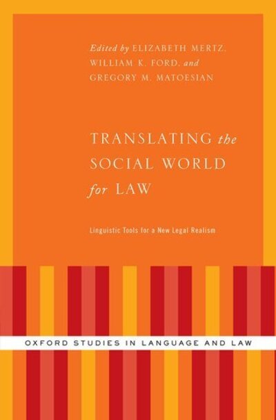 Cover for Translating the Social World for Law (Hardcover Book) (2016)