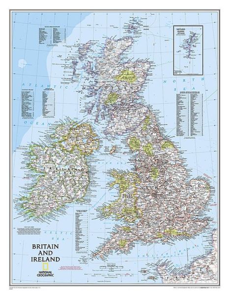 Britain And Ireland Flat Map: Wall Maps Countries & Regions - National Geographic Maps - Livres - National Geographic Maps - 9780792249559 - 9 novembre 2016