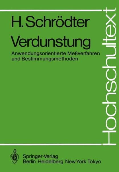 Cover for Harald Schrodter · Verdunstung - Hochschultext (Paperback Book) [German edition] (1985)
