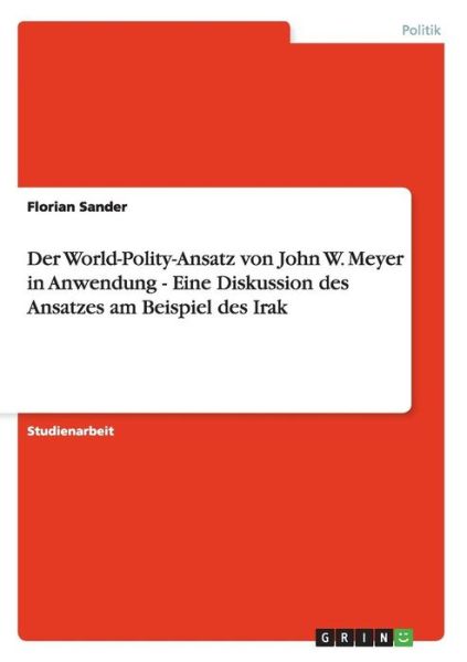 Cover for Sander · Der World-Polity-Ansatz von John (Book) [German edition] (2013)