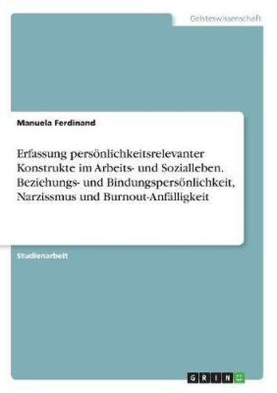 Erfassung persönlichkeitsrele - Ferdinand - Boeken -  - 9783668538559 - 