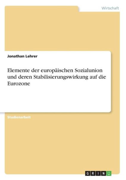 Cover for Lehrer · Elemente der europäischen Sozial (Book)