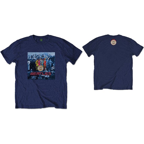 The Beatles Unisex T-Shirt: Sgt Pepper Blue (Back Print) - The Beatles - Merchandise - Apple Corps - Apparel - 5055979999560 - 