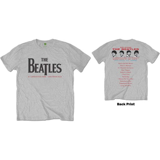 Cover for The Beatles · The Beatles Unisex T-Shirt: Candlestick Park (Back Print) (T-shirt) [size L] [Grey - Unisex edition]