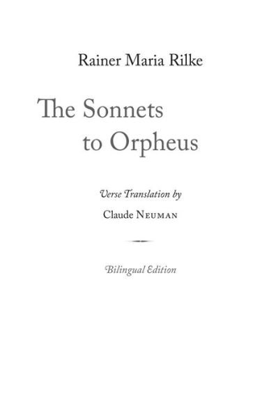 Cover for Rainer Maria Rilke · The Sonnets to Orpheus (Paperback Bog) (2019)