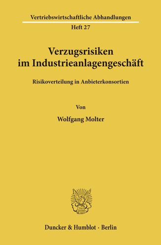 Cover for Molter · Verzugsrisiken im Industrieanlag (Book) (1986)