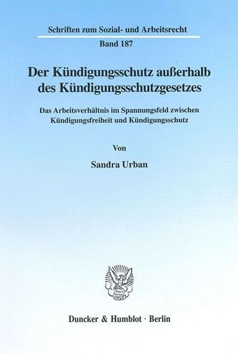 Cover for Urban · Der Kündigungsschutz außerhalb de (Book) (2001)