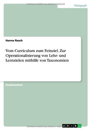 Cover for Rasch · Vom Curriculum zum Feinziel - Zur (Book) [German edition] (2010)