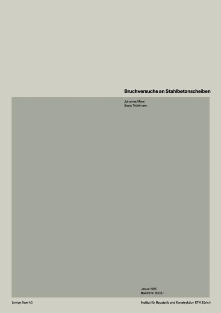 Cover for Pat Maier · Bruchversuche an Stahlbetonscheiben (Pocketbok) (1985)