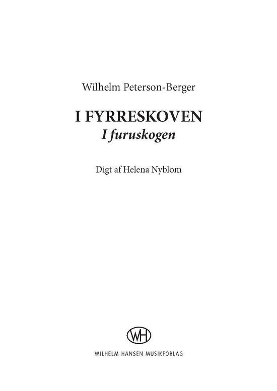 Cover for Wilhelm Peterson-Berger · I fyrreskoven (I furuskogen) (Book) [1st edition] (2001)