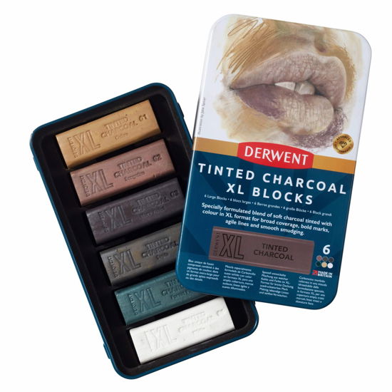 Tinted Charcoal Xl Blocks Tin Of 6 (601057) - Derwent - Merchandise -  - 5028252635561 - 