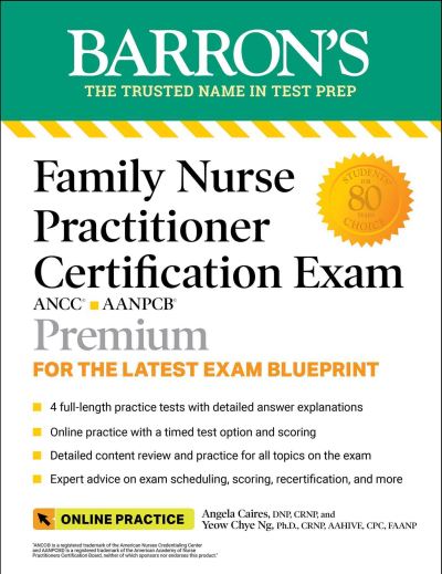 Cover for Barron's Educational Series · Family Nurse Practitioner Certification Exam Premium: 4 Practice Tests + Comprehensive Review + Online Practice - Barron's Test Prep (Paperback Book) (2023)