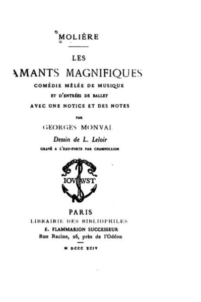 Cover for Moliere · Les amants magnifiques, comedie melee de musique, &amp; d'entrees et de ballet (Paperback Bog) (2016)