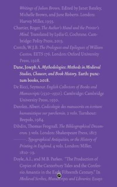 Cover for Joseph A. Dane · Mythodologies (Buch) (2018)