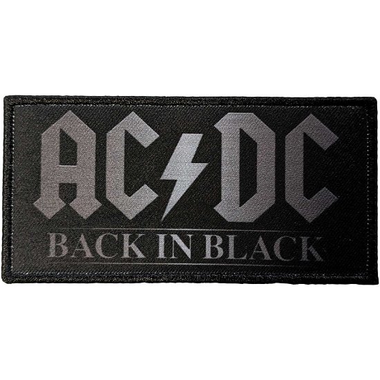 AC/DC Standard Printed Patch: Back In Black - AC/DC - Fanituote -  - 5056561098562 - 