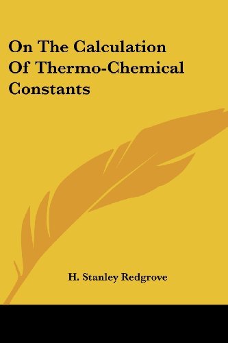 Cover for H. Stanley Redgrove · On the Calculation of Thermo-chemical Constants (Pocketbok) (2006)